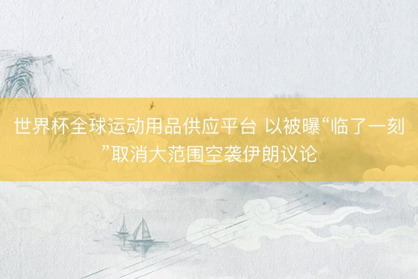 世界杯全球运动用品供应平台 以被曝“临了一刻”取消大范围空袭伊朗议论